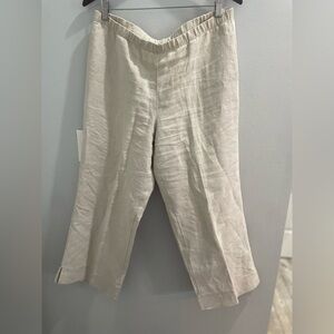 J. Jill Beige Linen Wide-Leg Pants